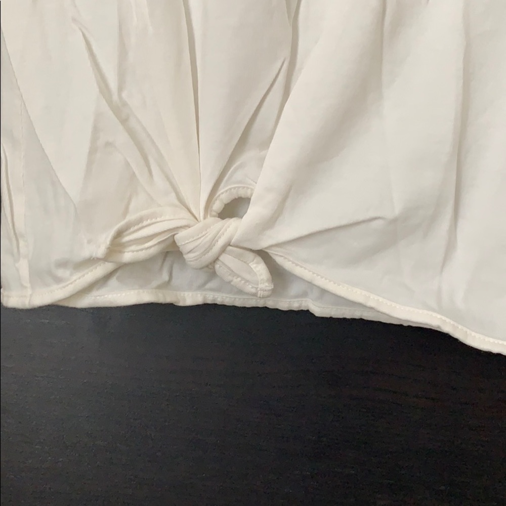 J. Crew Crewcuts Girls Ivory Short SleeveTie Front Tee Shirt - Picture 4 of 9